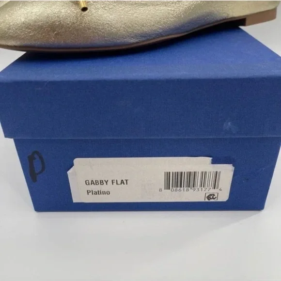 Stuart Weitzman Gabby Flats Gold Platino Ballet Leather Bows Classic NWT 7.5 - Picture 10 of 12